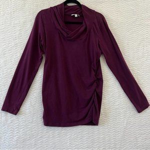 CAbi Long Sleeve Cowl Neck Ruched Tunic Top Long Sleeve Burgundy Women’s Large
